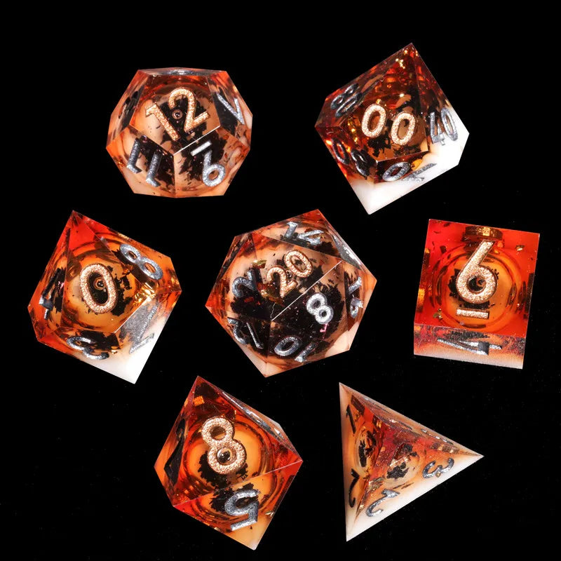 Liquid Core Dice Set with Sharp Edges