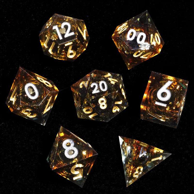 Liquid Core Dice Set with Sharp Edges