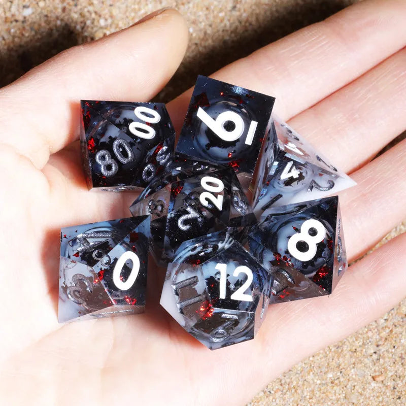 Liquid Core Dice Set with Sharp Edges