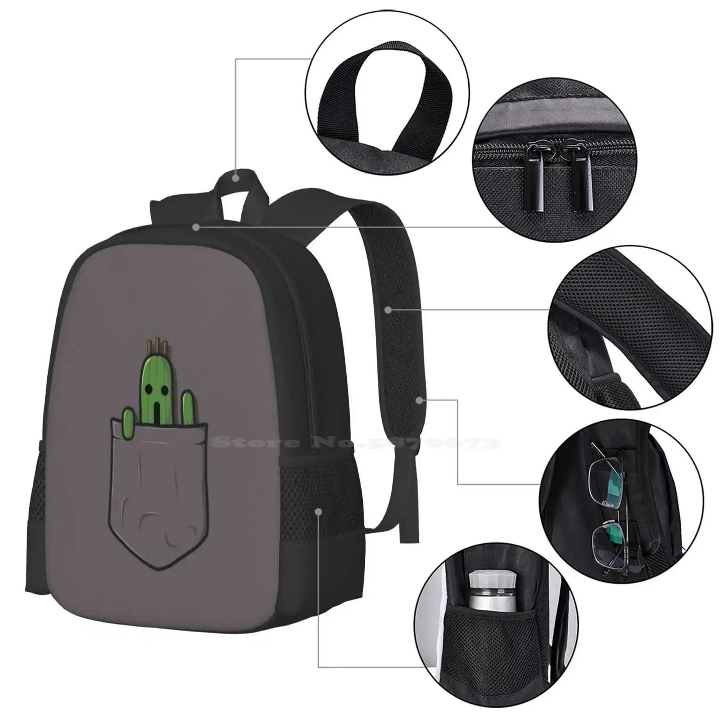 Little Pocket Cactuar Backpack For Student School Laptop Travel Bag Cactuar Final Fantasy Cactus Sabotender