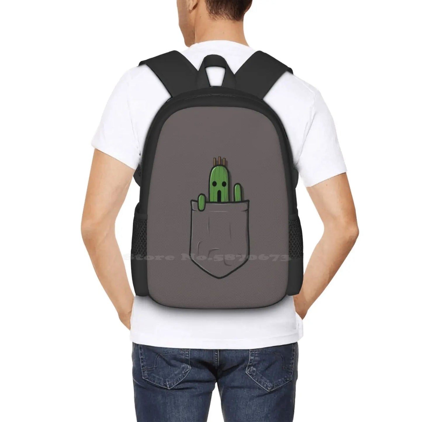 Little Pocket Cactuar Backpack For Student School Laptop Travel Bag Cactuar Final Fantasy Cactus Sabotender