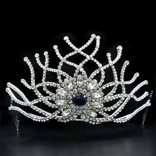 LO2111 - Imitation Rhodium Brass Tiaras & Hair Clip with Top Grade Crystal in Montana