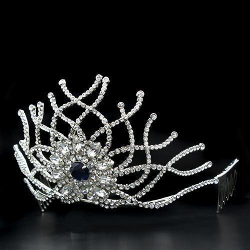 LO2111 - Imitation Rhodium Brass Tiaras & Hair Clip with Top Grade Crystal in Montana