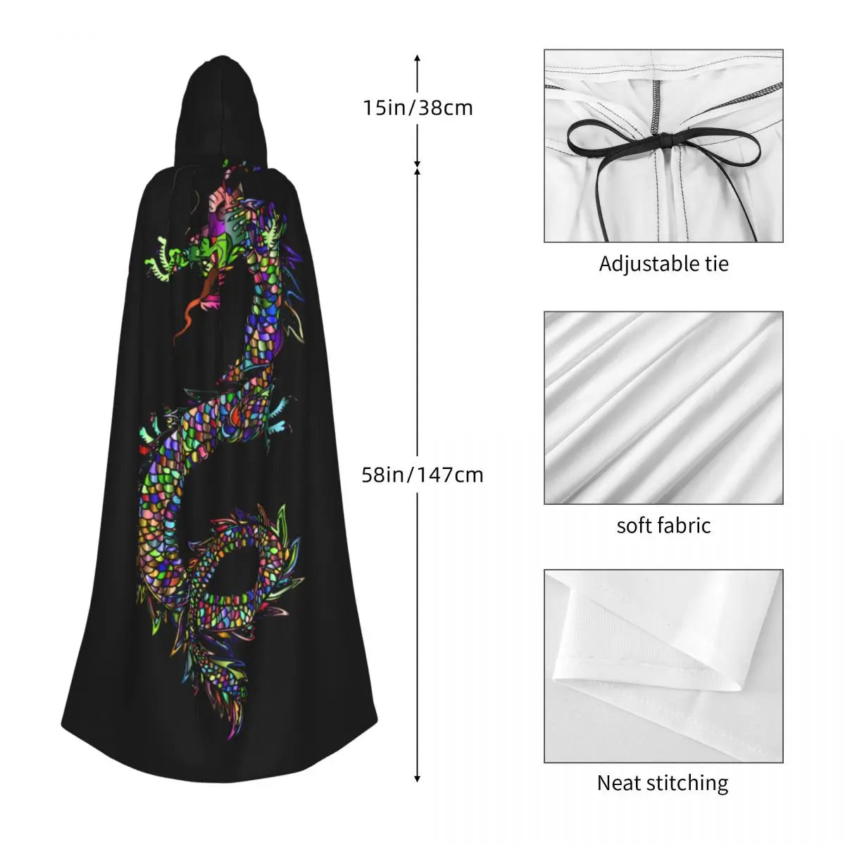 Long Cape Cloak Dragon Hooded Cloak Coat Hoodies Elf Purim