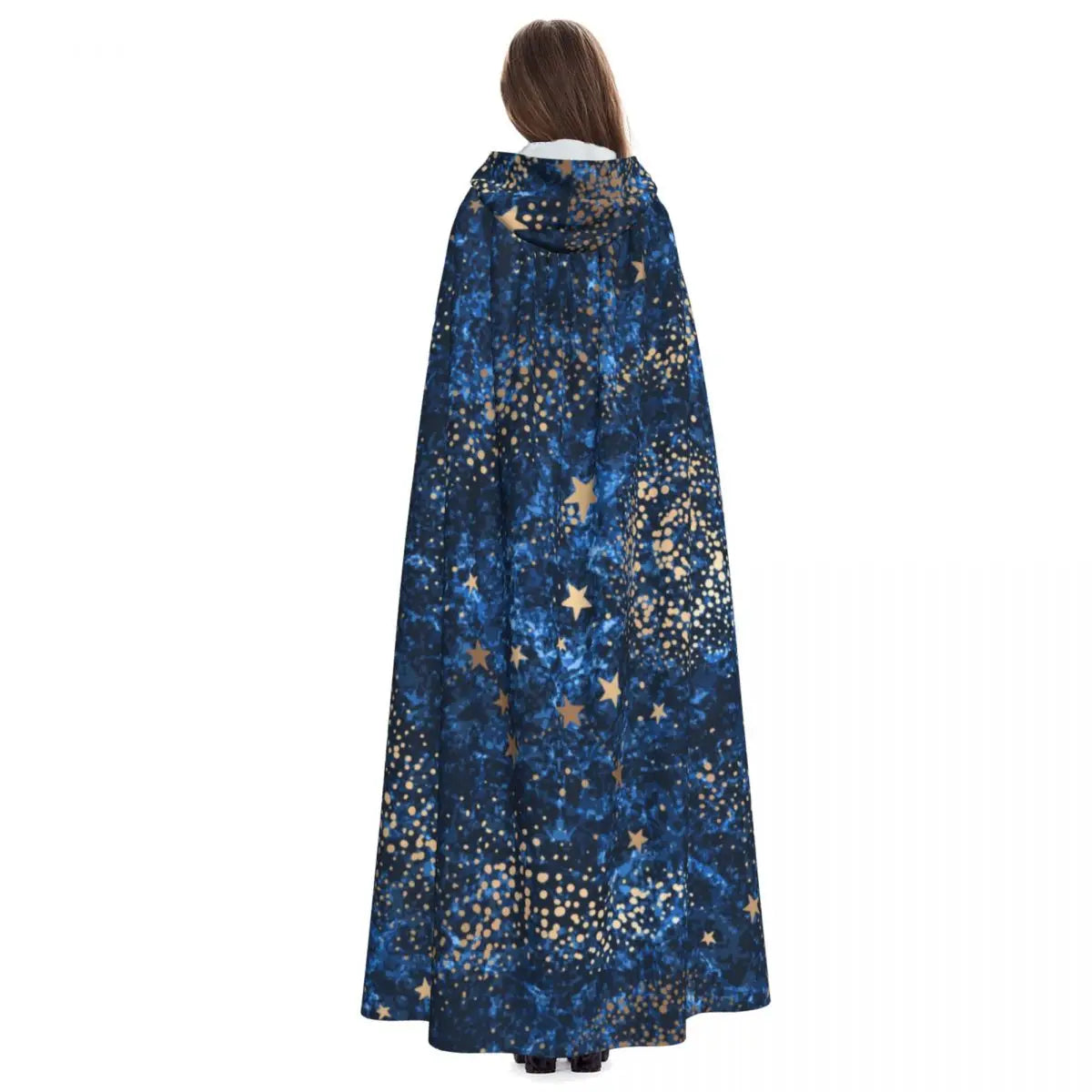 Long Cape Cloak Gold Nebula Constellations And Stars Hooded Cloak Coat Autumn Hoodies