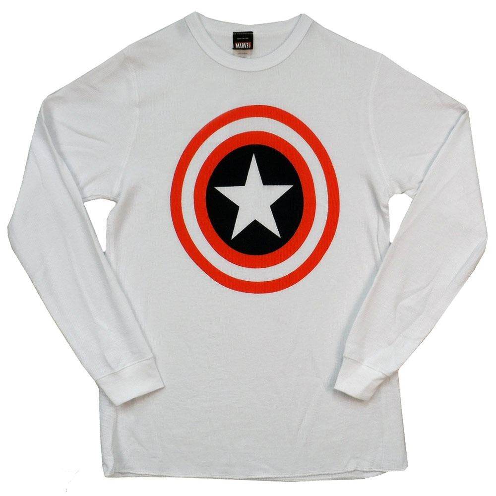 Captain America Shield Symbol Marvel Comics Thermal Long Sleeve T-Shirt - S
