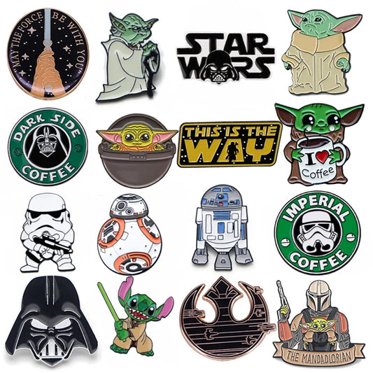 LT848 Cute Baby Yoda Enamel Pin Lapel Pins Badge Hats Clothes Backpack Decoration Jewelry Accessories Gifts