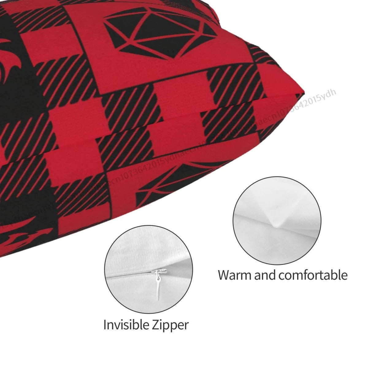 LUMBERJACK RED PLAID DICE Pillow Case DnD Game Cushion Covers Home Sofa Chair Decorative Backpack Covers