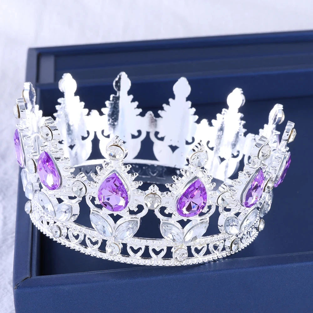 Luxury Bridal Crown Colorful Crystal Princess Tiara Elegant Noble Wedding Jewelry Hair Accessories Women Headpiece