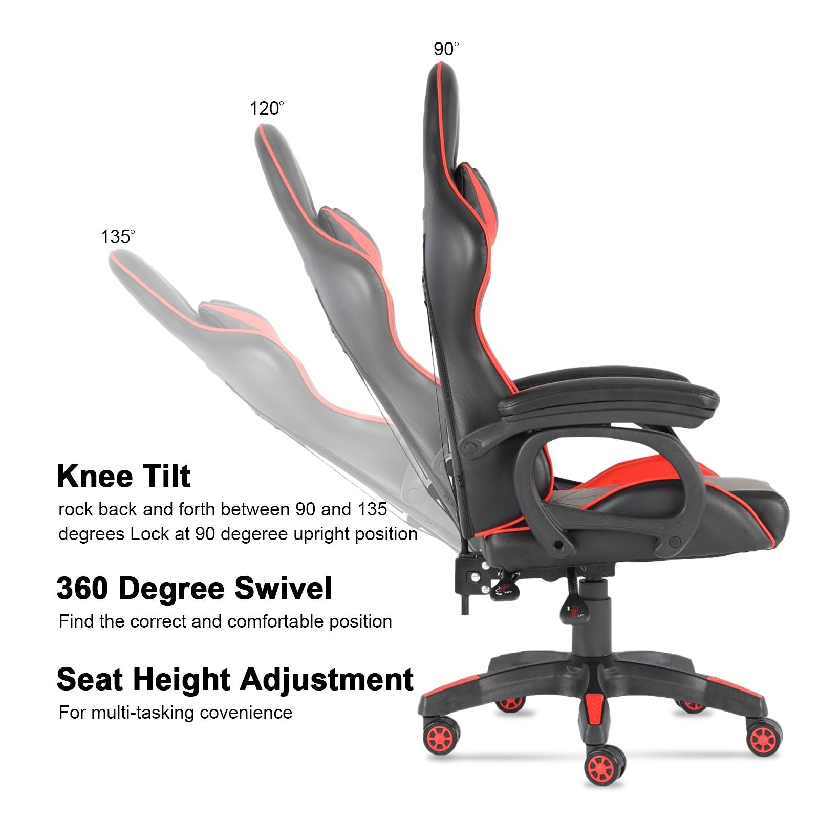 Luxury Home Furniture  Ergonomic Recliner PU Leather Racing Gaming  Chair In Nylon Racing Base