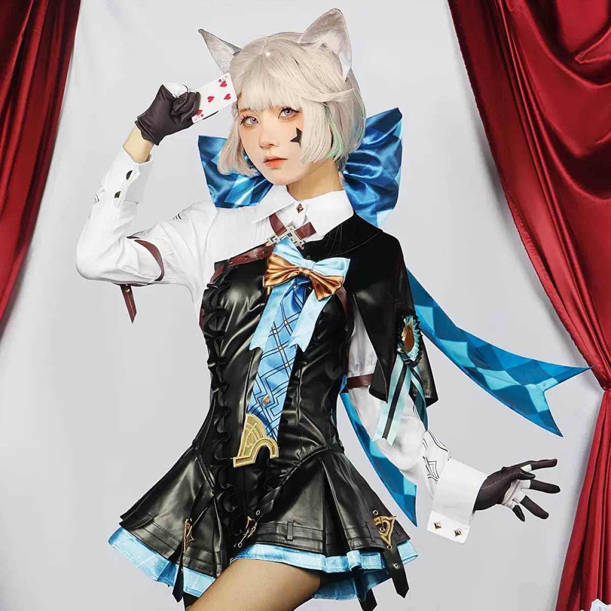 Lynette Cosplay Costume - Full Set with Wig - only Clothing / XS