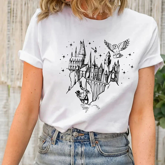 Magical Wizard Castle Shirt Movie Inspired Tee Wizard School T-shirt Wizard Wand Shirt Herbology Witchcraft Tops Women Clothes