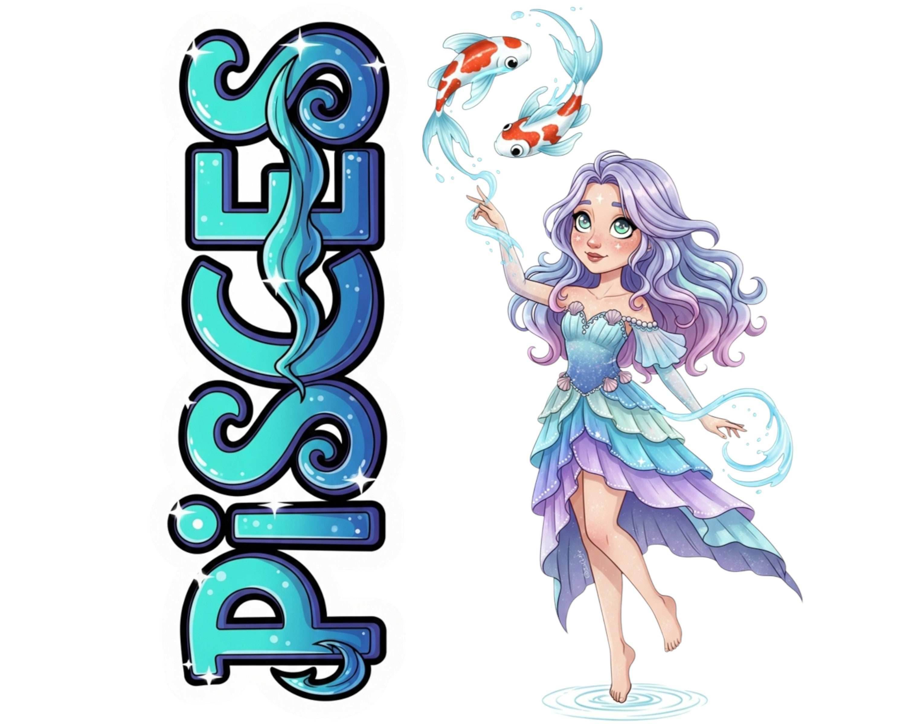 Pisces Sticker and Magnet - the Celestial Fish Horoskins™ – Zodiac Water Sign | Waterproof & UV-Proof - Sticker / Mini