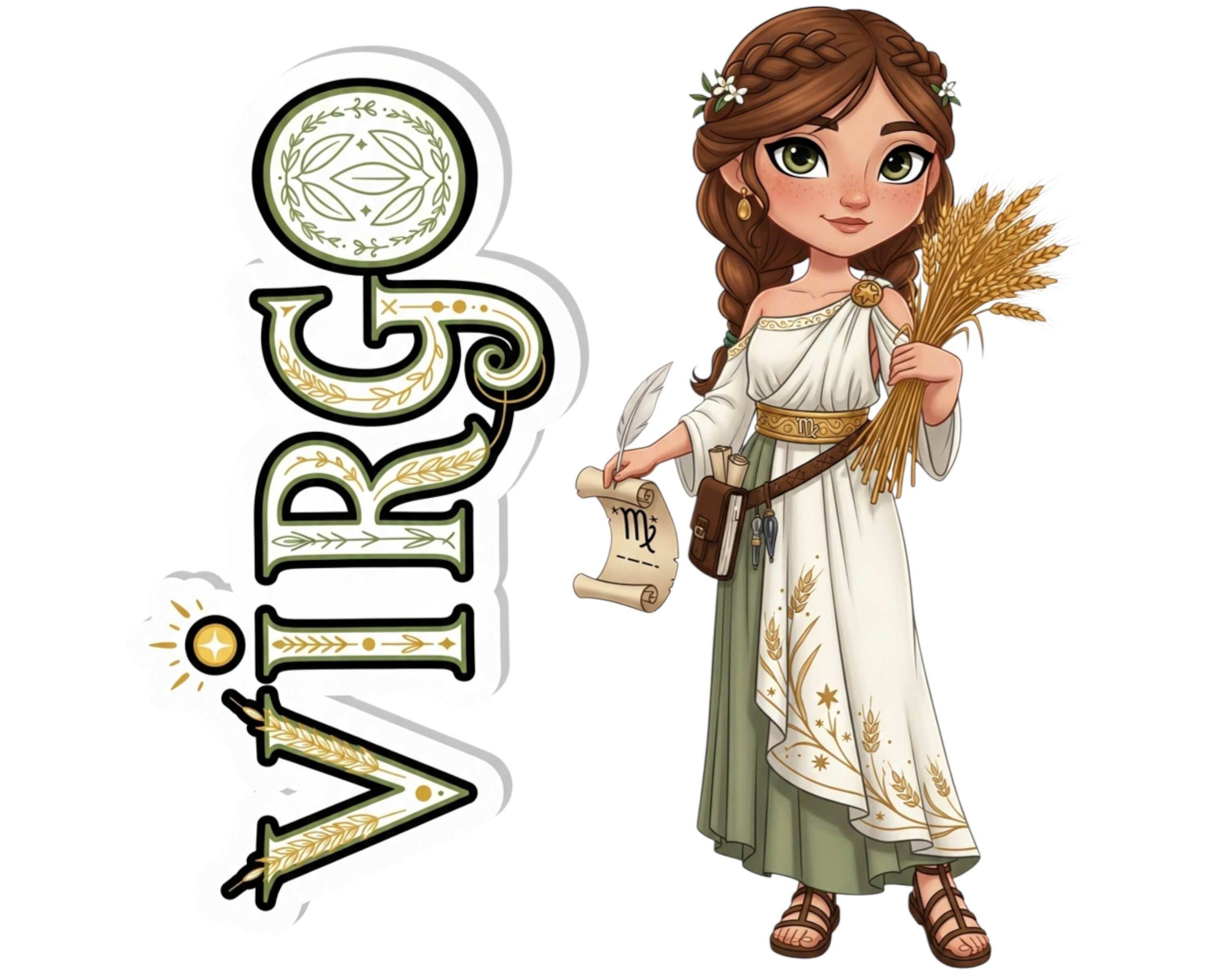 Virgo Sticker and Magnet - the Harvest Maiden Horoskins™ – Zodiac Earth Sign | Waterproof & UV-Proof - Sticker / Mini