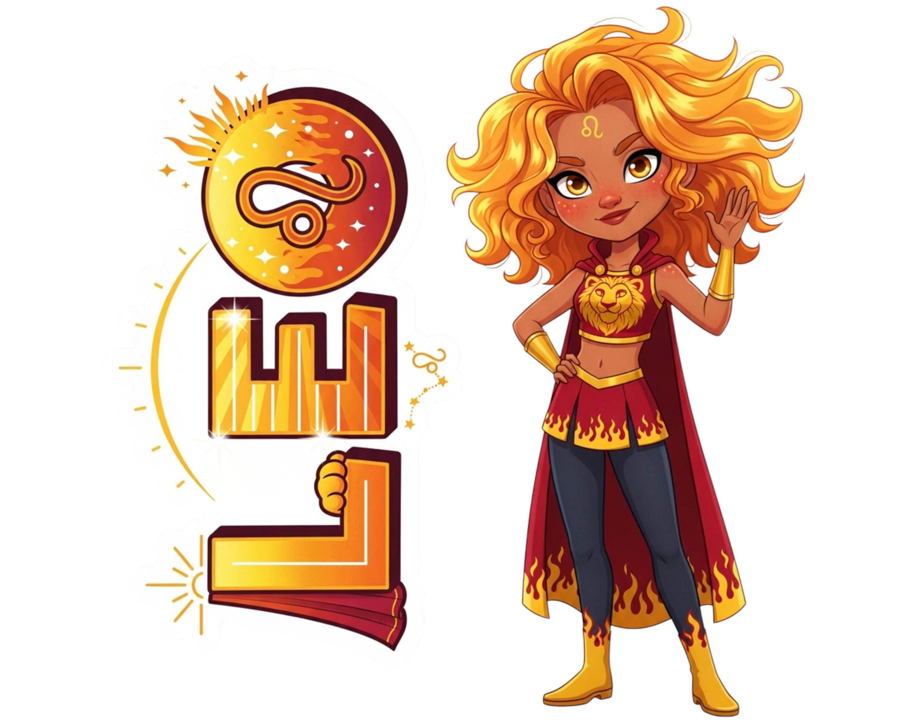 Leo Sticker and Magnet - the Solar Queen Horoskins™ – Zodiac Fire Sign | Waterproof & UV-Proof - Sticker / Mini