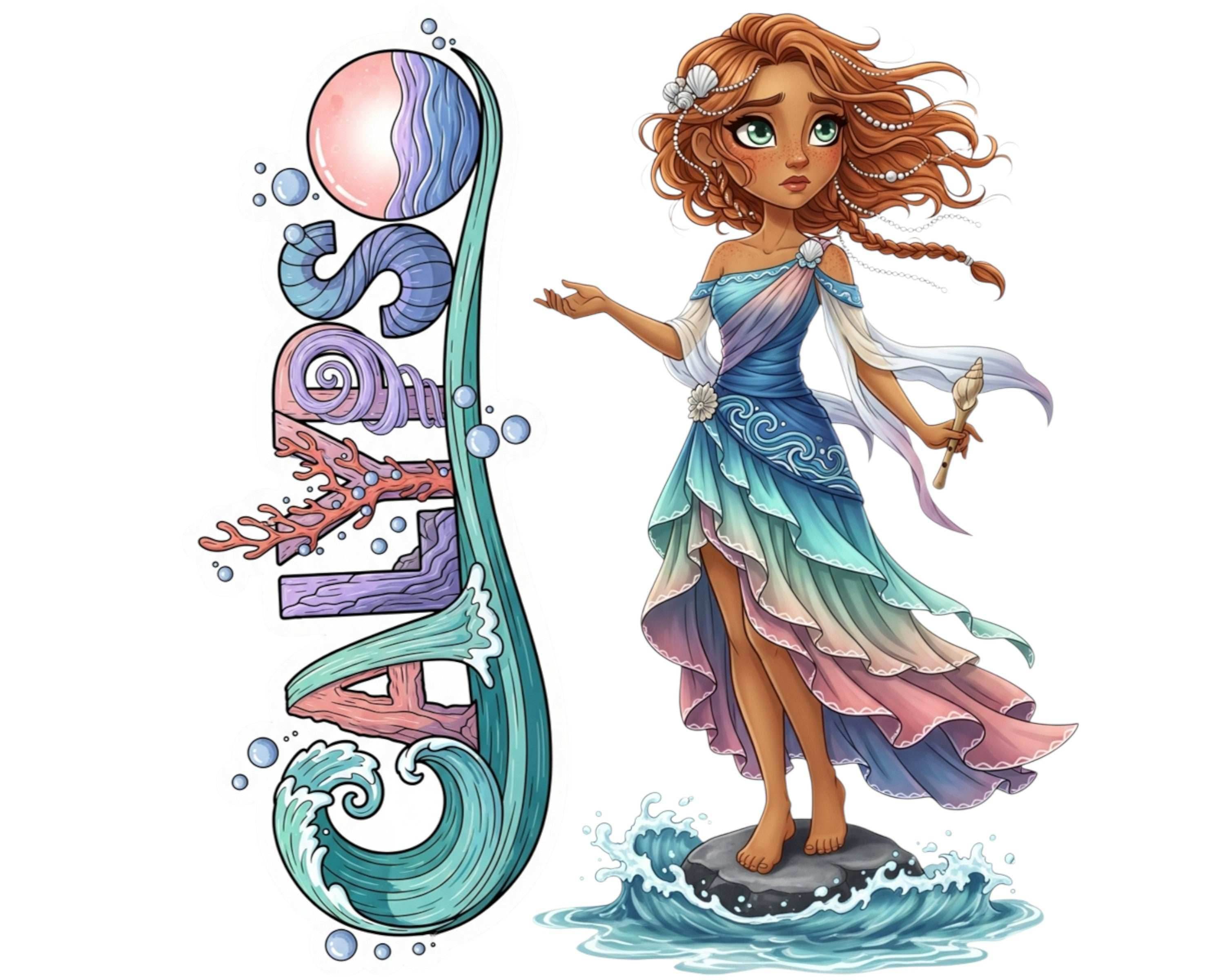 Calypso Sticker and Magnet - The Sea Enchantress Mythkins™ – Sea Nymph | Waterproof & UV-Proof - Sticker / Mini