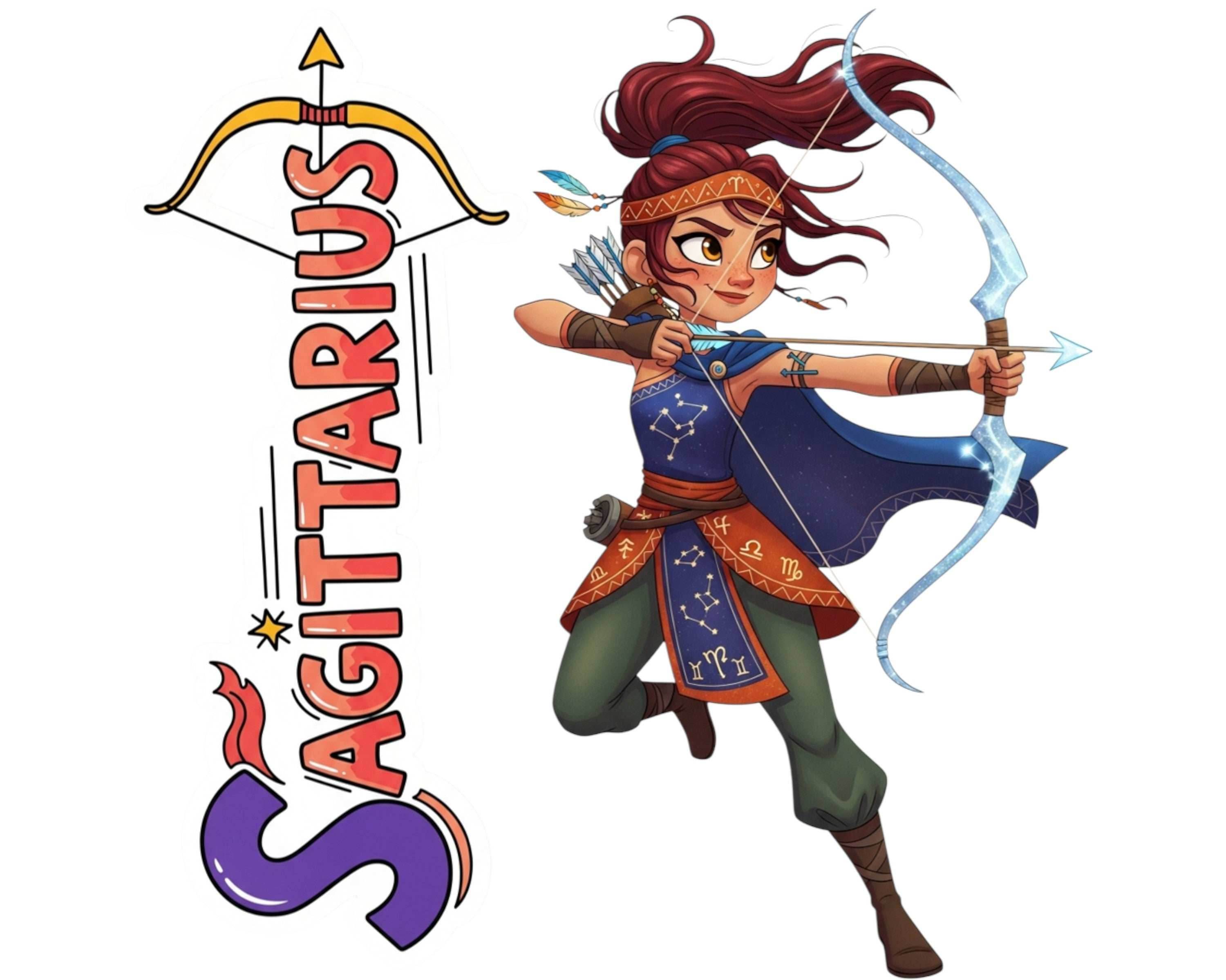 Sagittarius Sticker and Magnet - Celestial Archer Horoskins™ – Zodiac Fire Sign | Waterproof & UV-Proof - Sticker / Mini