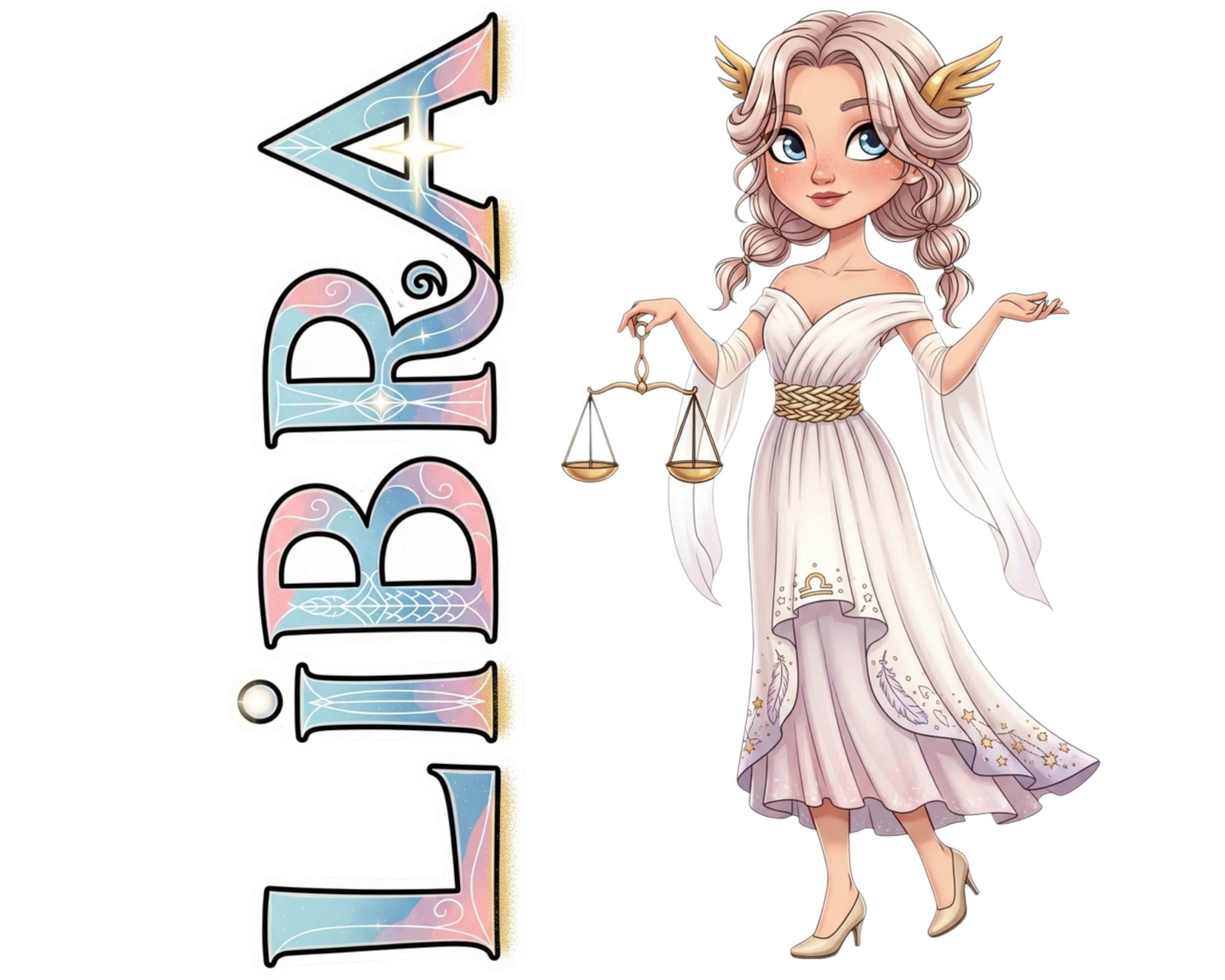 Libra Sticker and Magnet - Scales of Justice Horoskins™ – Zodiac Air Sign | Waterproof & UV-Proof - Sticker / Mini