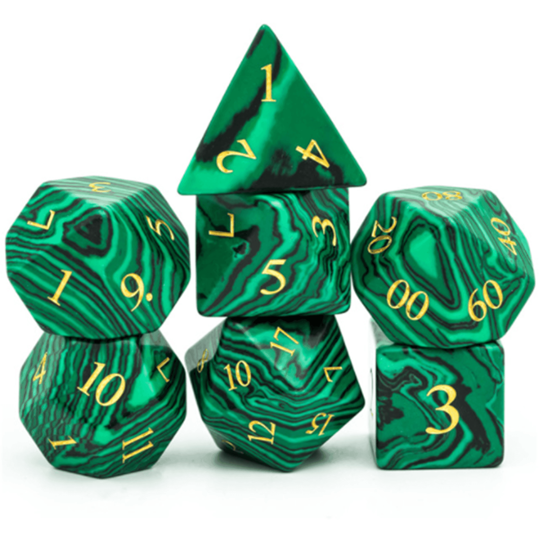 Malachite Gemstone Dice Set - 