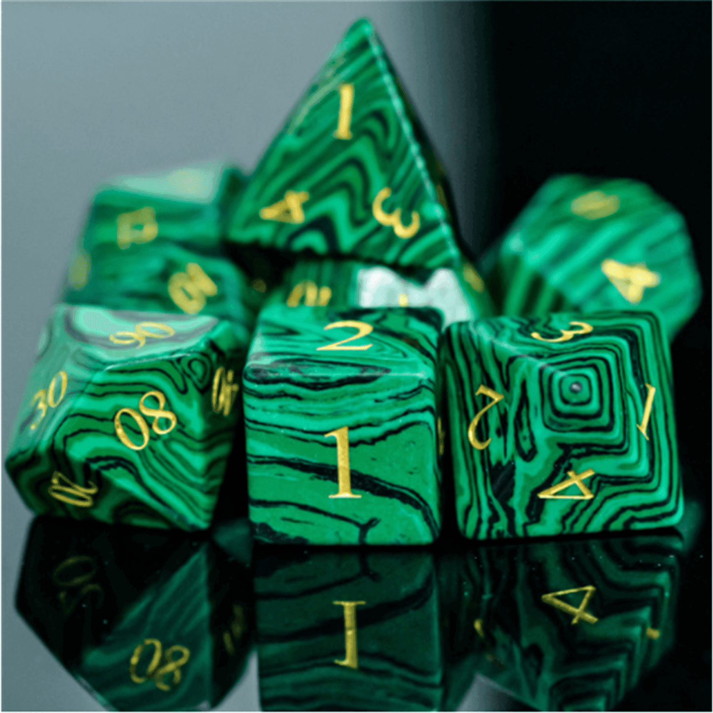 Malachite Gemstone Dice Set - 