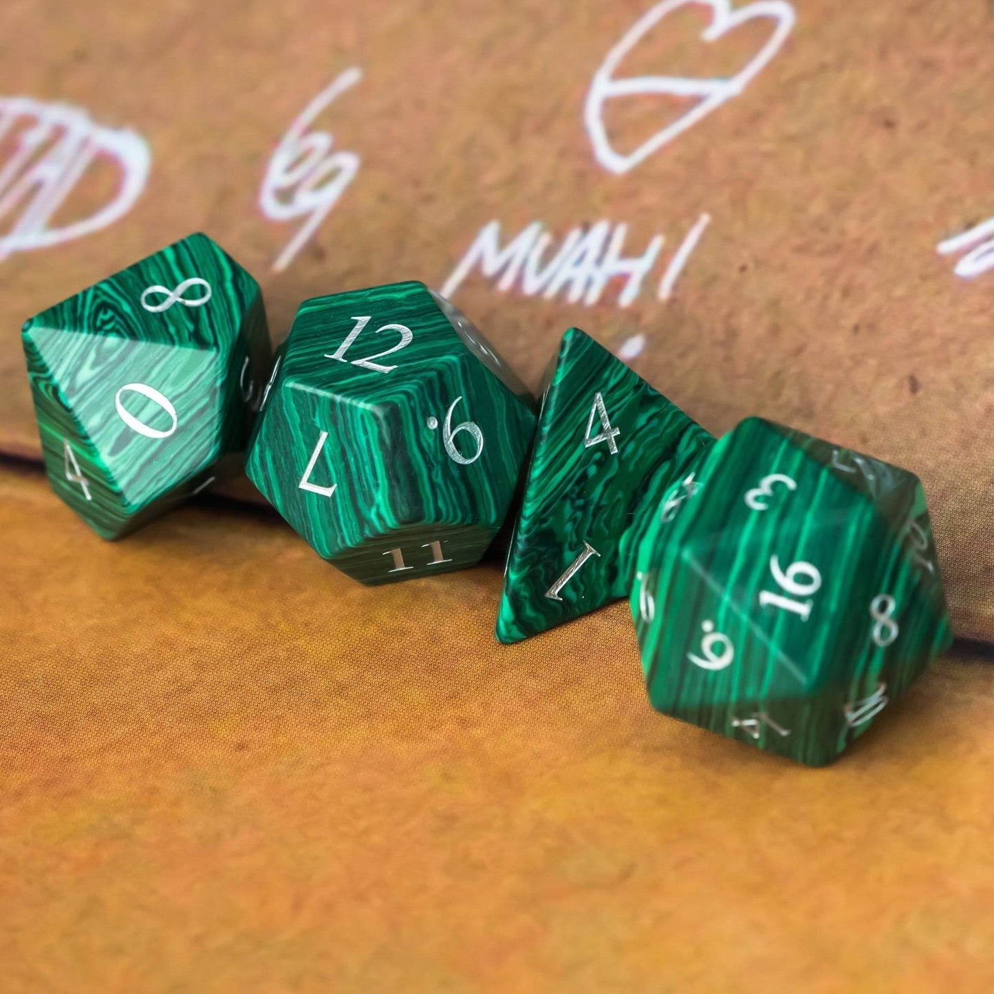 Malachite Gemstone Dice Set - 