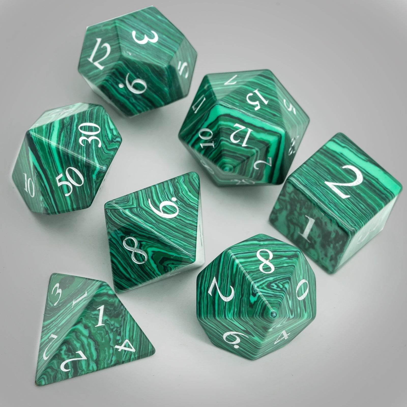 Malachite Gemstone Dice Set - 