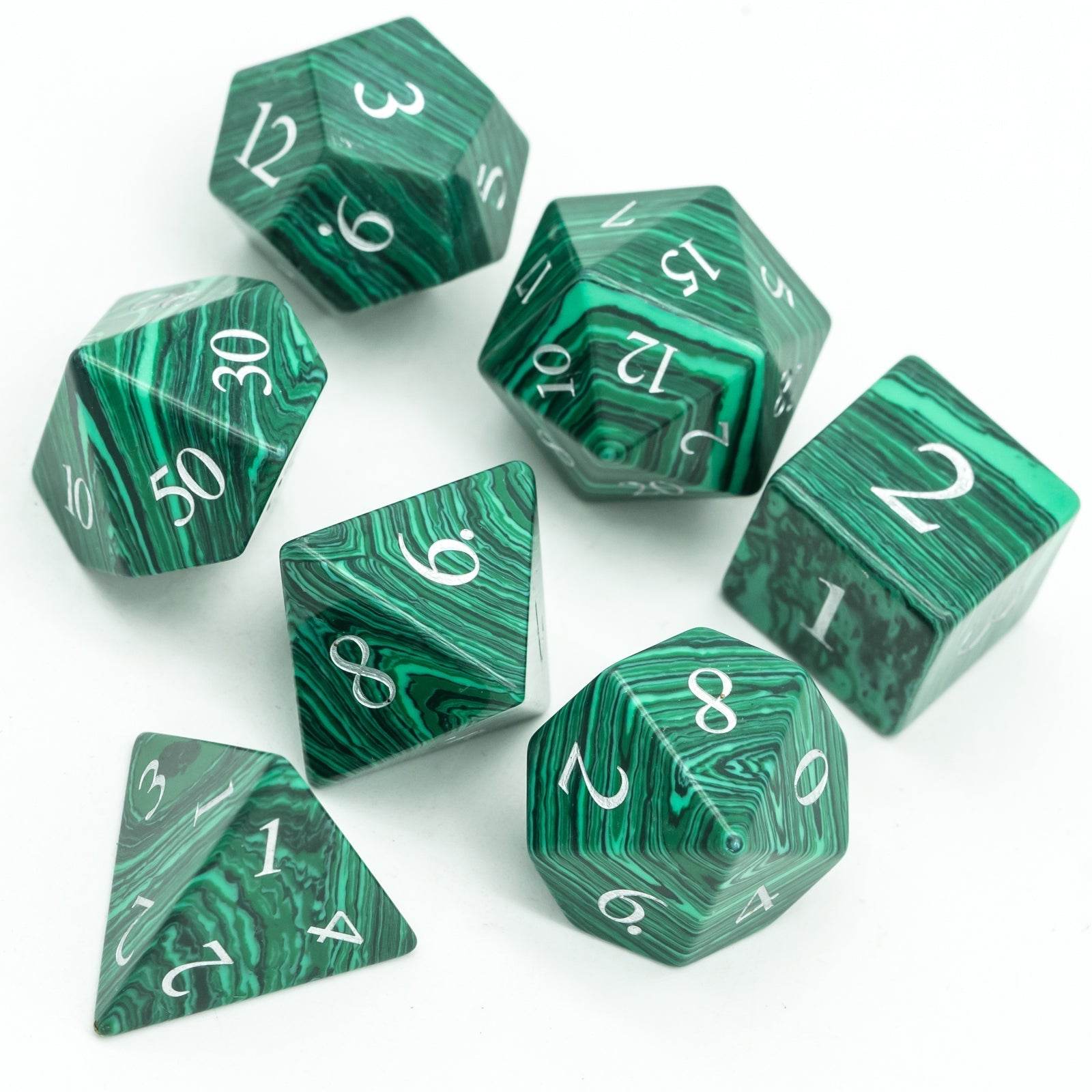 Malachite Gemstone Dice Set - 