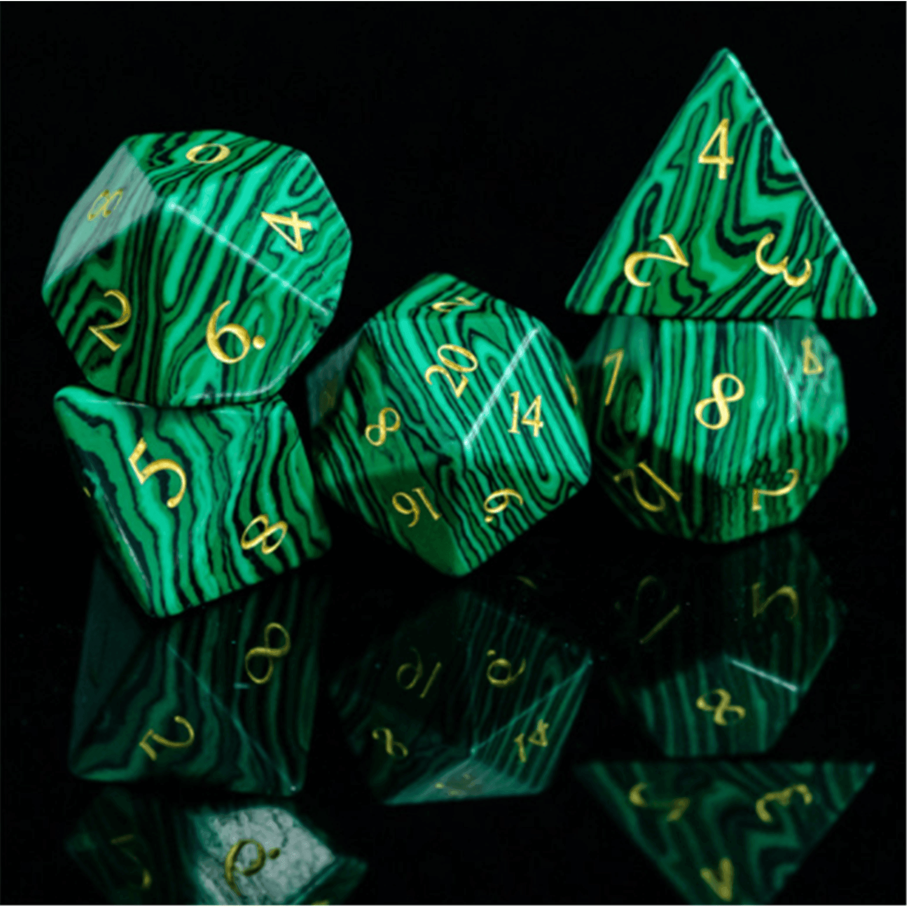 Malachite Gemstone Dice Set - 
