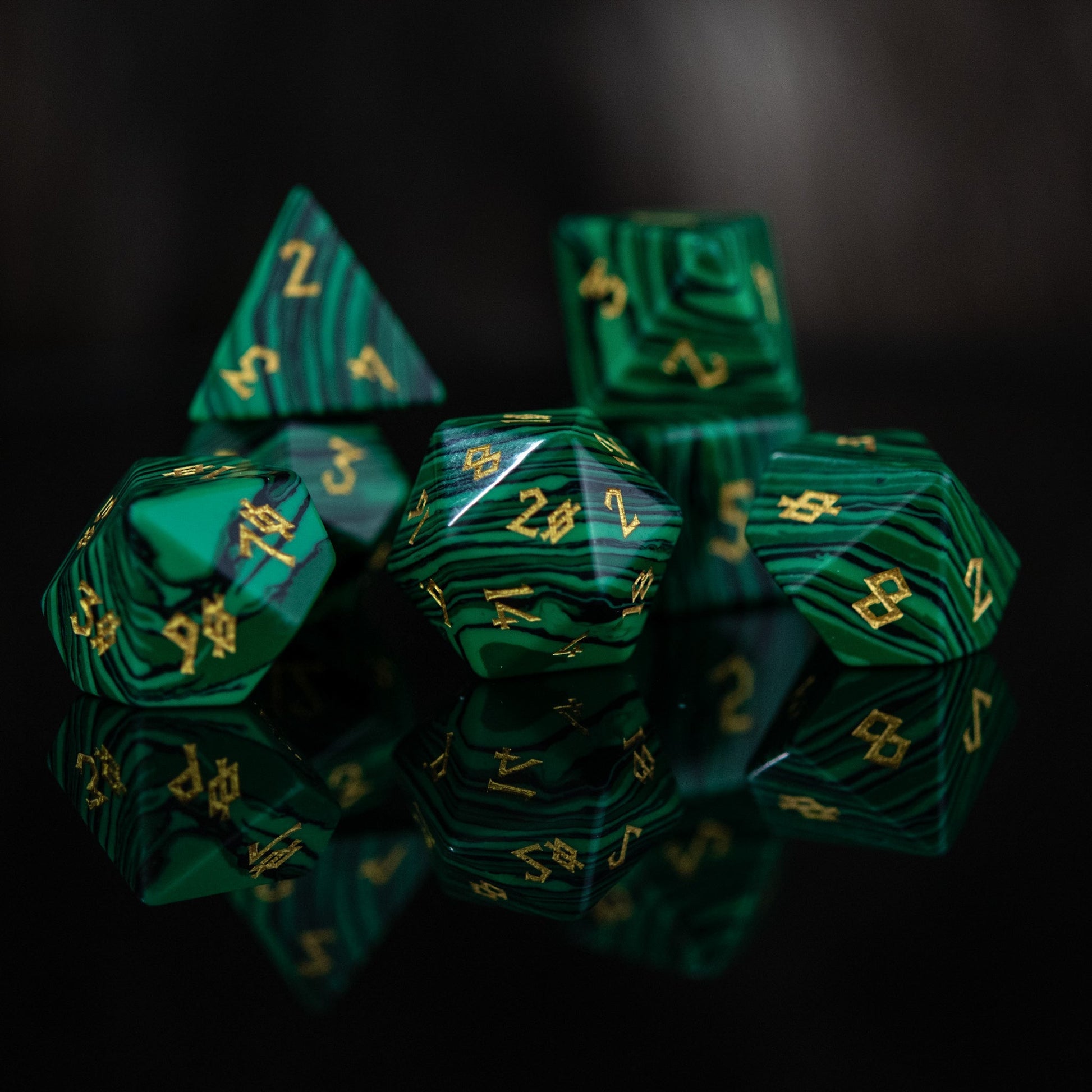 Malachite Stone Dice Set