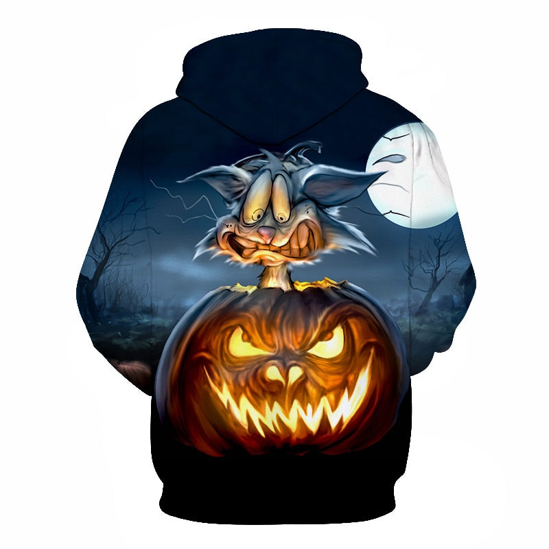 Male Sweatshirt Pumpkin King Jack Skellington Evil Smile Pattern Spring Men Hoodies Cool Streetwear Halloween Party