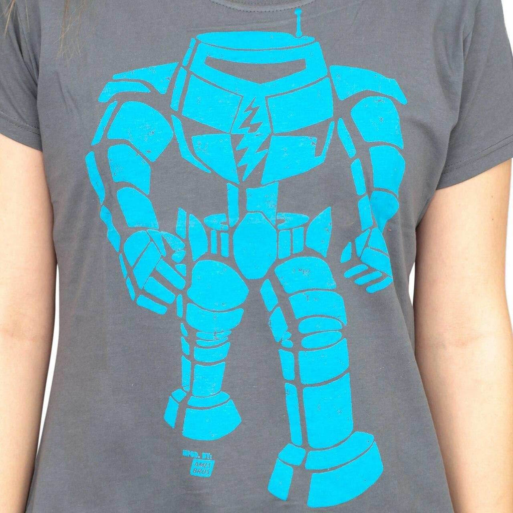 Man-Bot Vintage Graphic Charcoal JUNIORS T-shirt - S