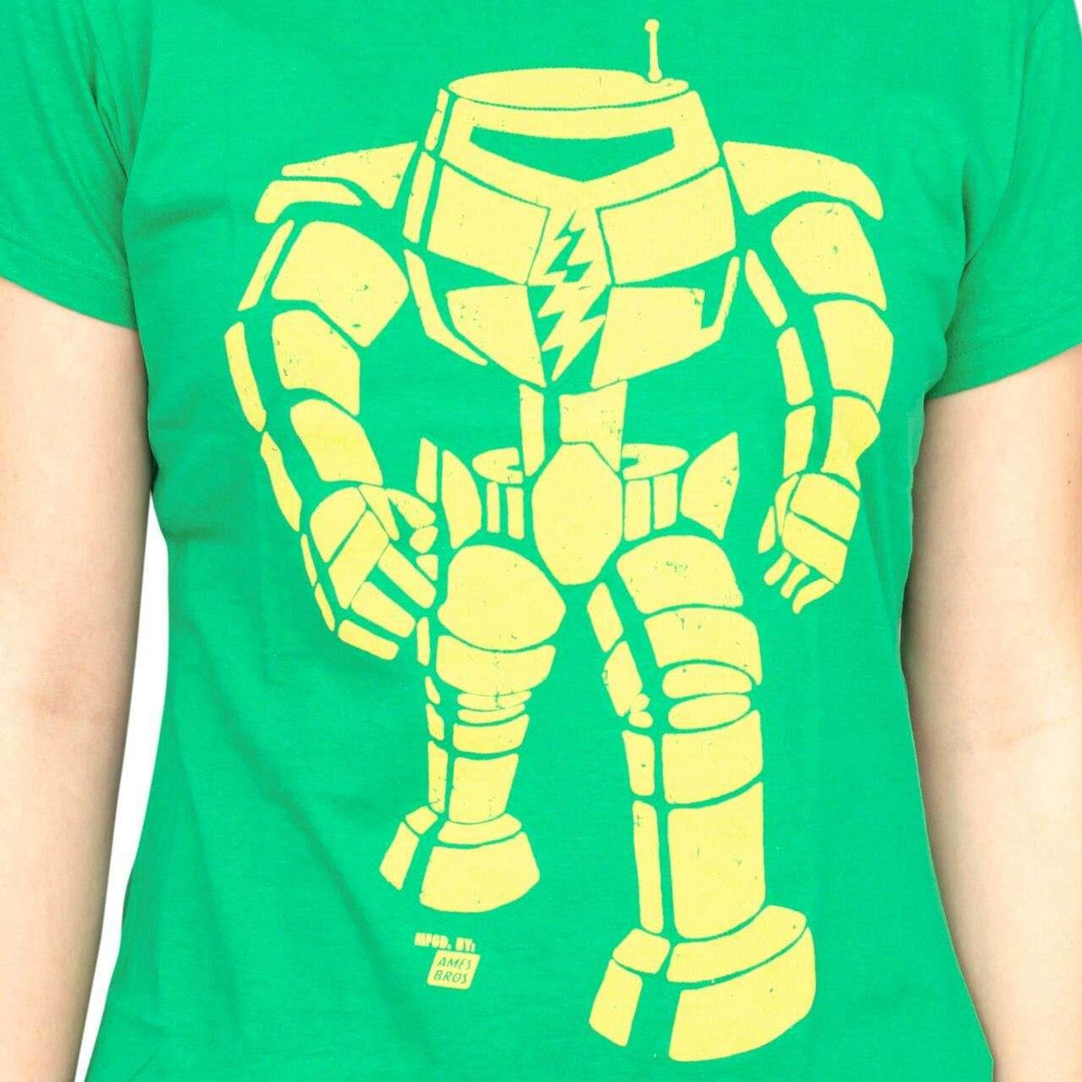 Man-Bot Vintage Graphic Green JUNIORS T-shirt - S