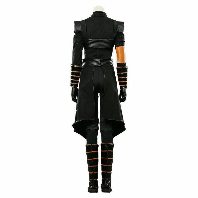 Mandalorian Fennec Shand Cuff Stripe Stand Up Collar Dovetail Splicing Long Black and Yellow Waist Closing Cosplay Costume Hallo