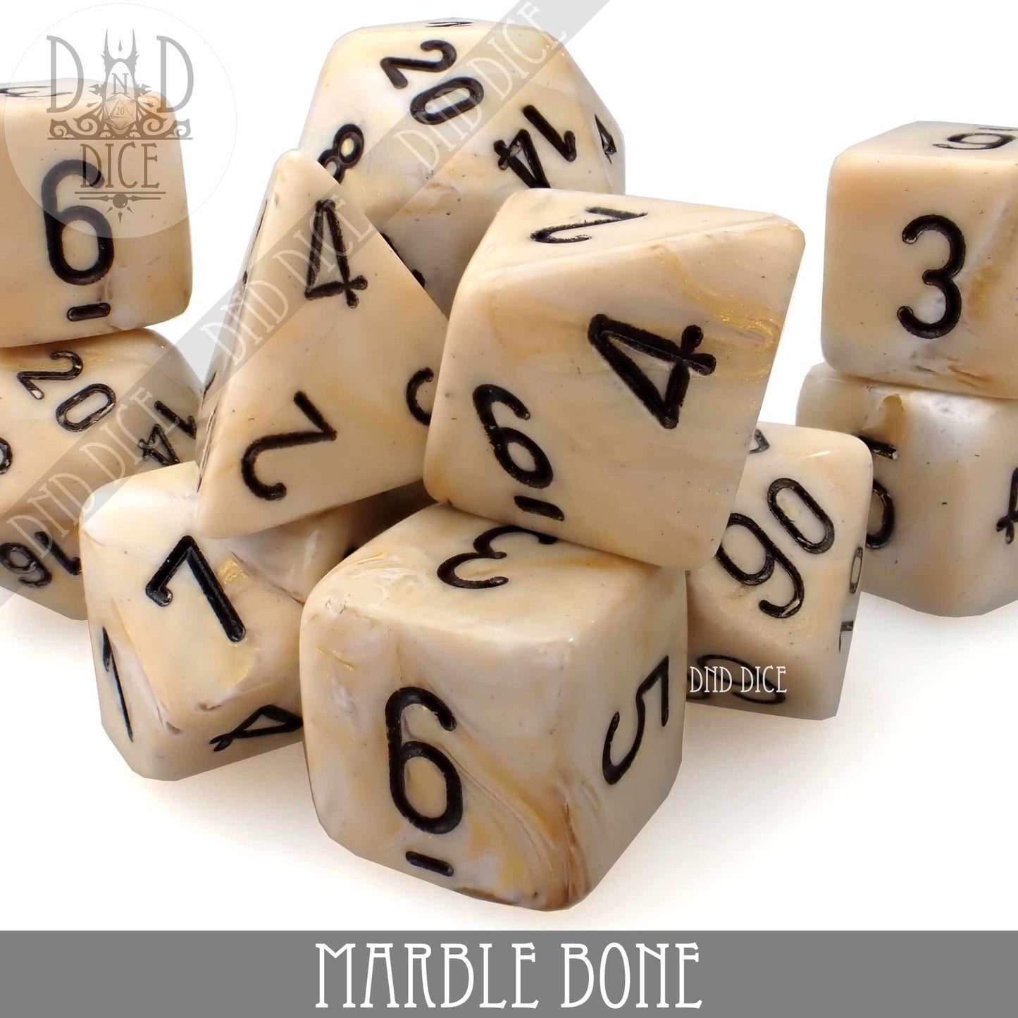 Marble Bone 7 or 11 Dice Set