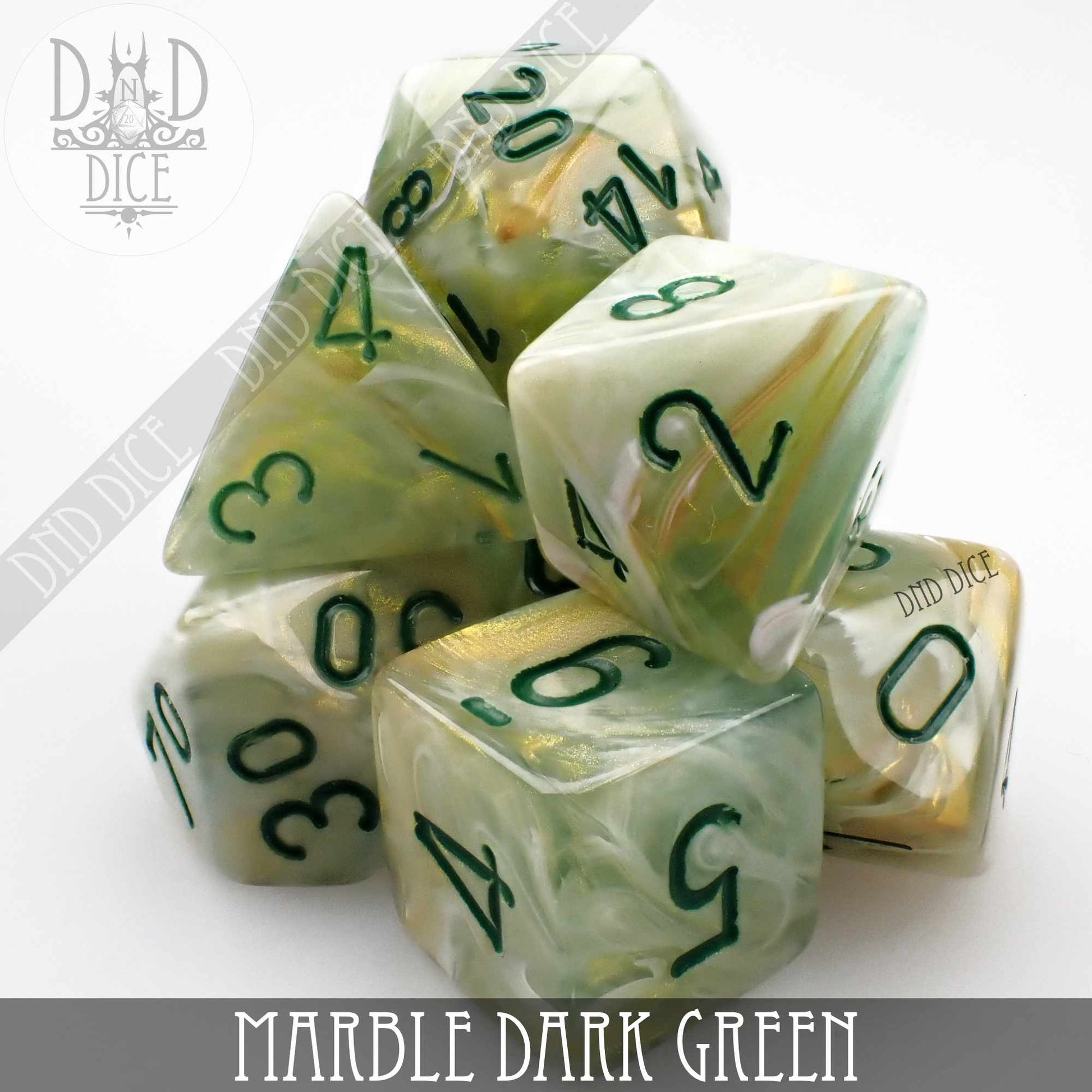 Marble Dark Green Dice Set