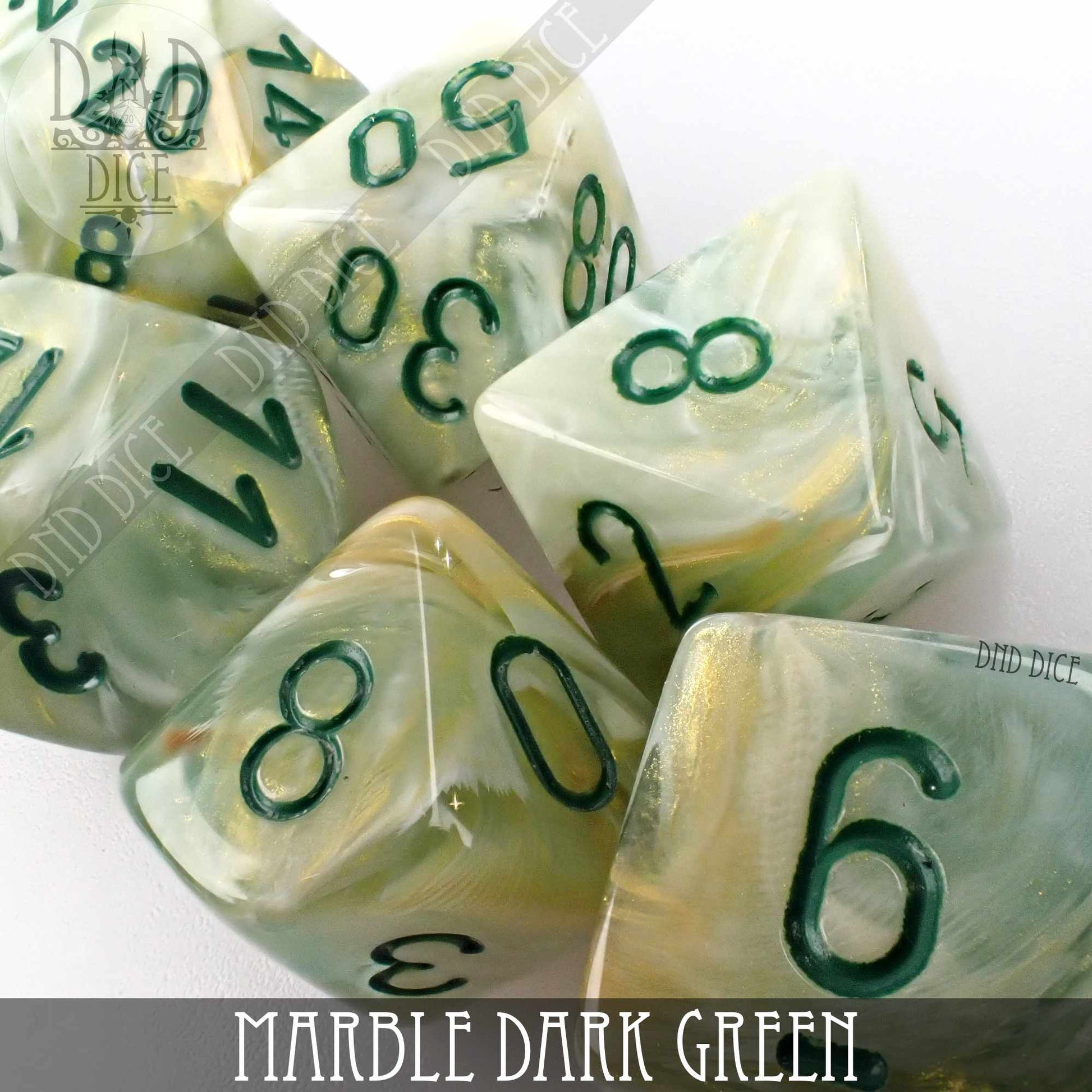 Marble Dark Green Dice Set