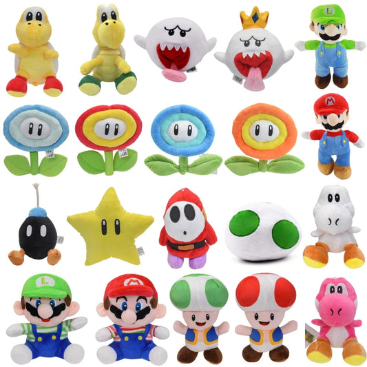 Mario Bros Ice Fire Flower Anime Figure Soft Plush Toy Cute Koopa Troopa Boo Red Toad Peluche Dolls Gift