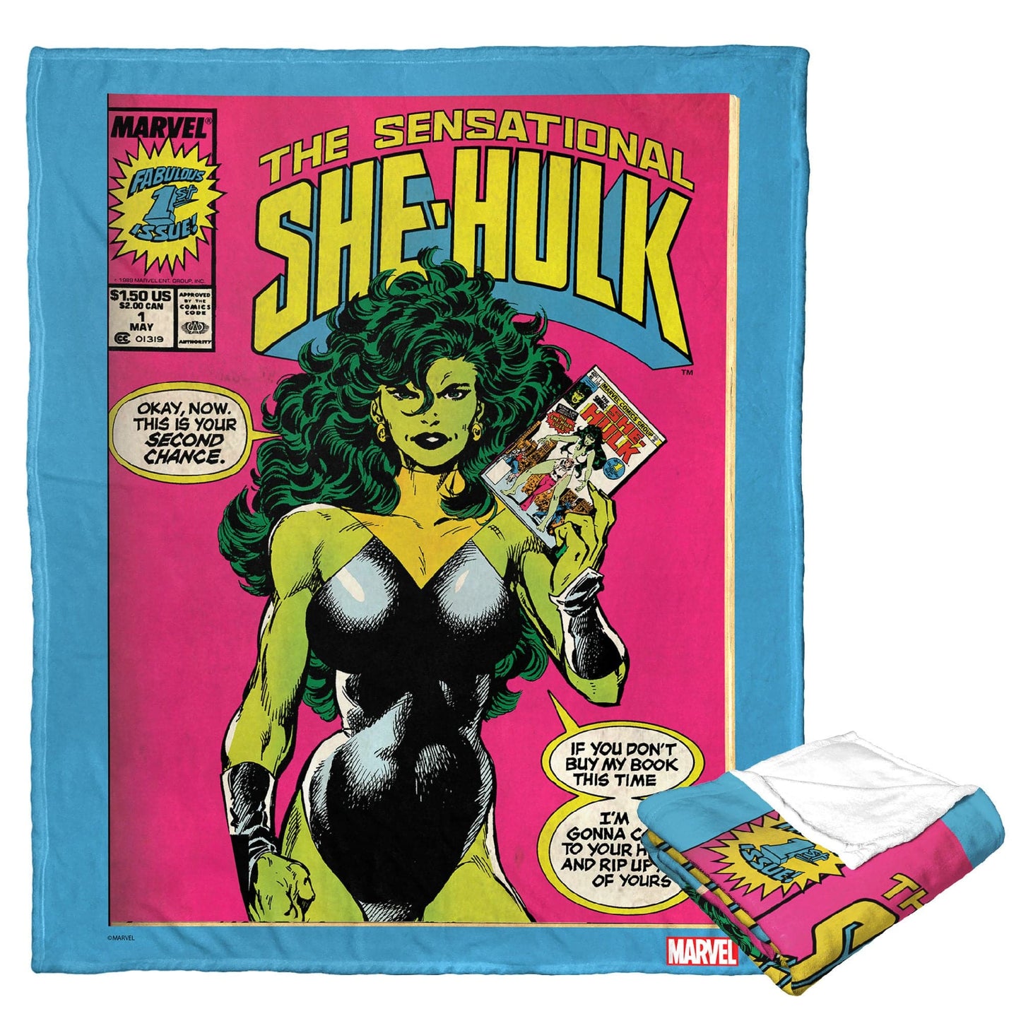 Marvel Comics; She Hulk Aggretsuko Comics Silk Touch Throw Blanket; 50" x 60"