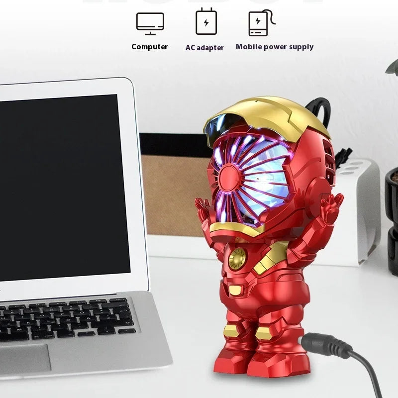 New Marvel Iron Man Electric Silent Fan Ironmanhandheld Fan Usb Charging Durable Mini Kids Fan Boy Toys Summer Birthday Gift