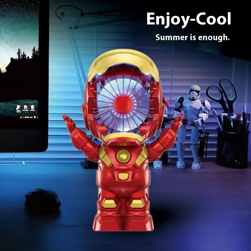 New Marvel Iron Man Electric Silent Fan Ironmanhandheld Fan Usb Charging Durable Mini Kids Fan Boy Toys Summer Birthday Gift