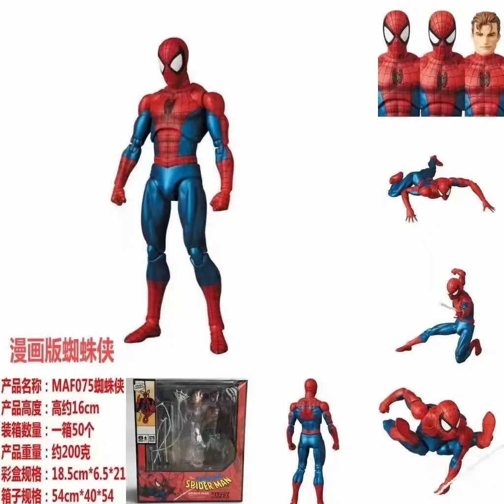 Marvel Mafex 075 Avengers Spiderman Action Figure Statue Can Change Tom Holland Face Spider Man Model Doll Toys Collection Gift