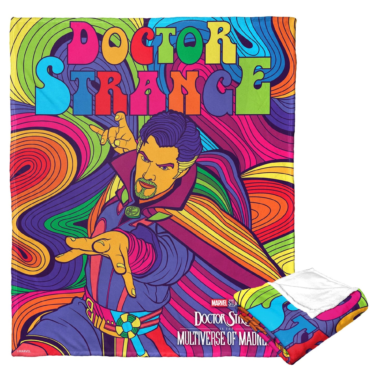 Marvel's Dr. Strange in the Multiverse of Madness Silk Touch Throw Blanket, 50" x 60", Pyschadelic Strange