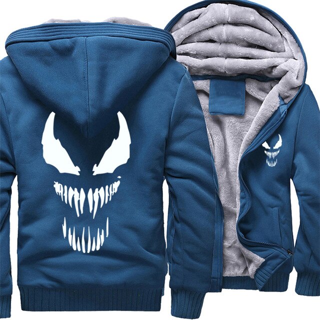 Marvel Venom zipper Sweatshirts Men's Casual Hoodies Winter Thicken Coat Tops Clothing Cosplay Fashion Jacket Streetwear