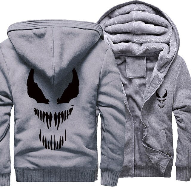 Marvel Venom zipper Sweatshirts Men's Casual Hoodies Winter Thicken Coat Tops Clothing Cosplay Fashion Jacket Streetwear