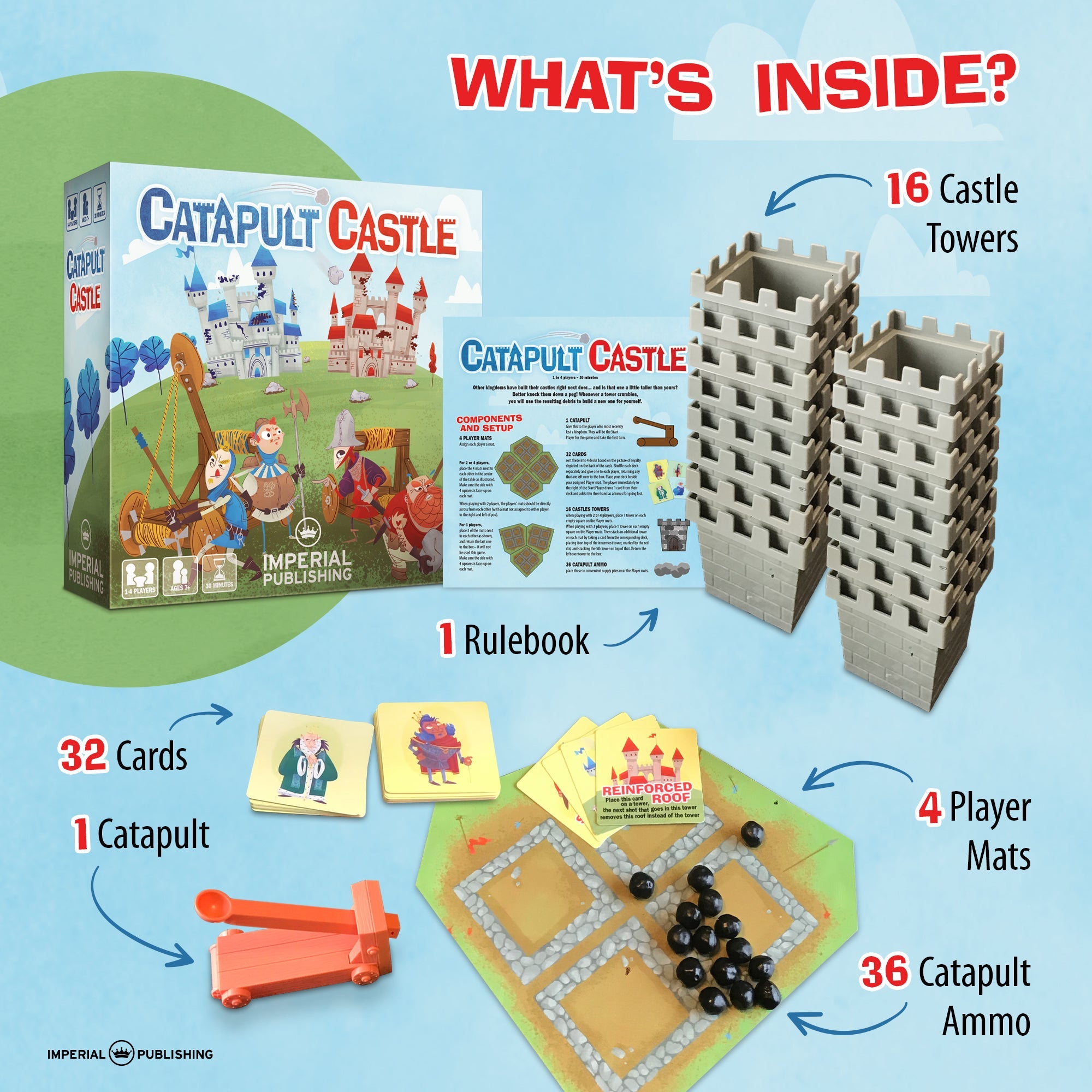 Catapult Castle 1-4 Player Medieval Dexterity Game -
