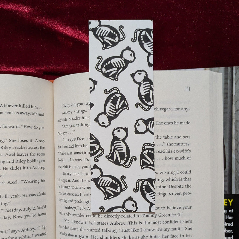 Medieval Cat Skeleton Bookmark Paper Keepsake for Readers