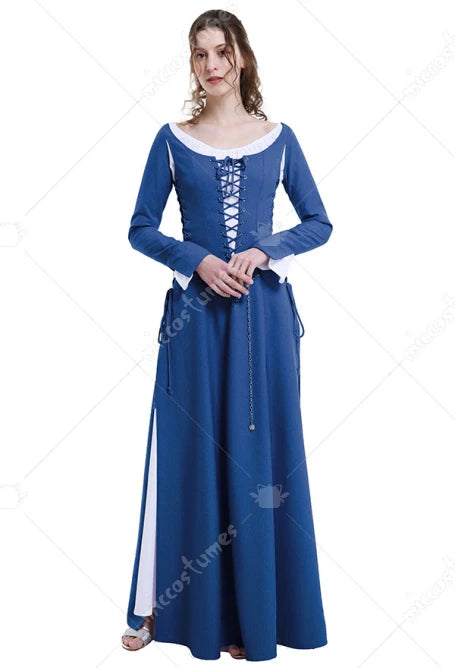 Medieval Costume Renaissance Costume Handmade Historical Retro Lace-up Dress Full Set