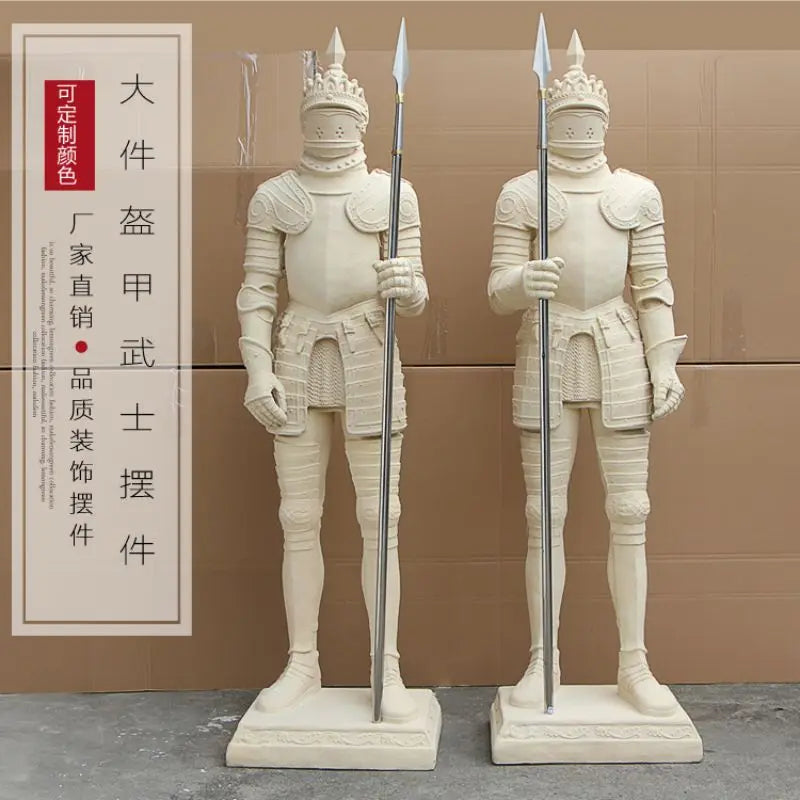 Medieval European style retro armor knight sculpture bar cafe western restaurant fiberglass soft decoration