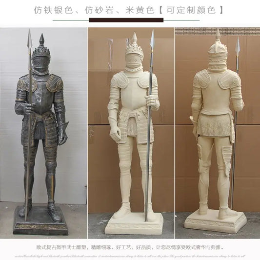 Medieval European style retro armor knight sculpture bar cafe western restaurant fiberglass soft decoration