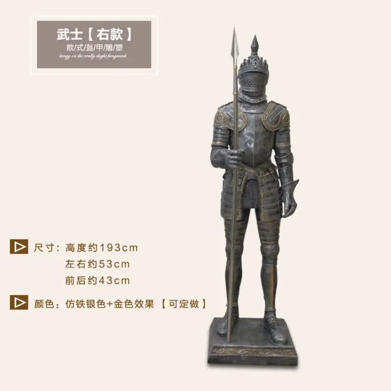 Medieval European style retro armor knight sculpture bar cafe western restaurant fiberglass soft decoration